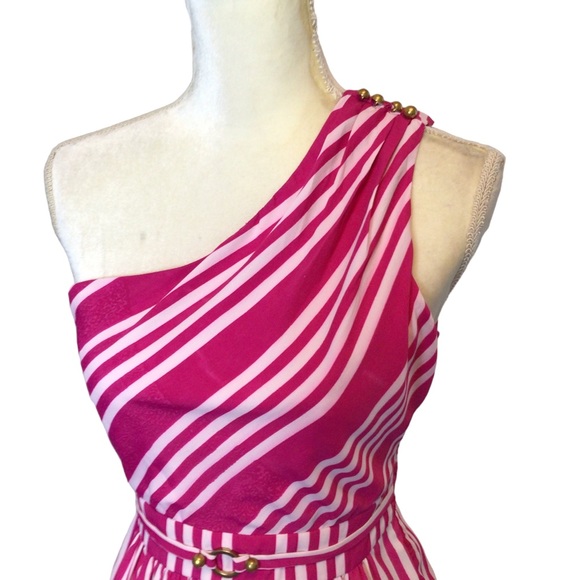 Southern Frock One Shoulder Pink and White dress size Small - Picture 2 of 7